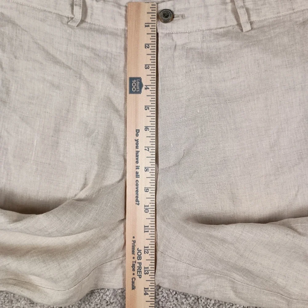 Tasso Elba Island Pants Mens 36x30 Beige Excellent 100% Linen Straight Leg Flat